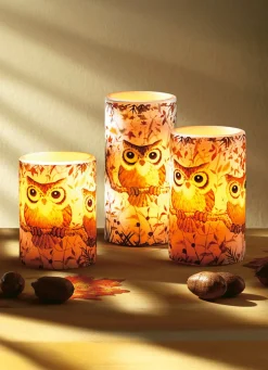 Sale BADER LED-Echtwachskerzen mit Eulenmotiv, 3er-Set
