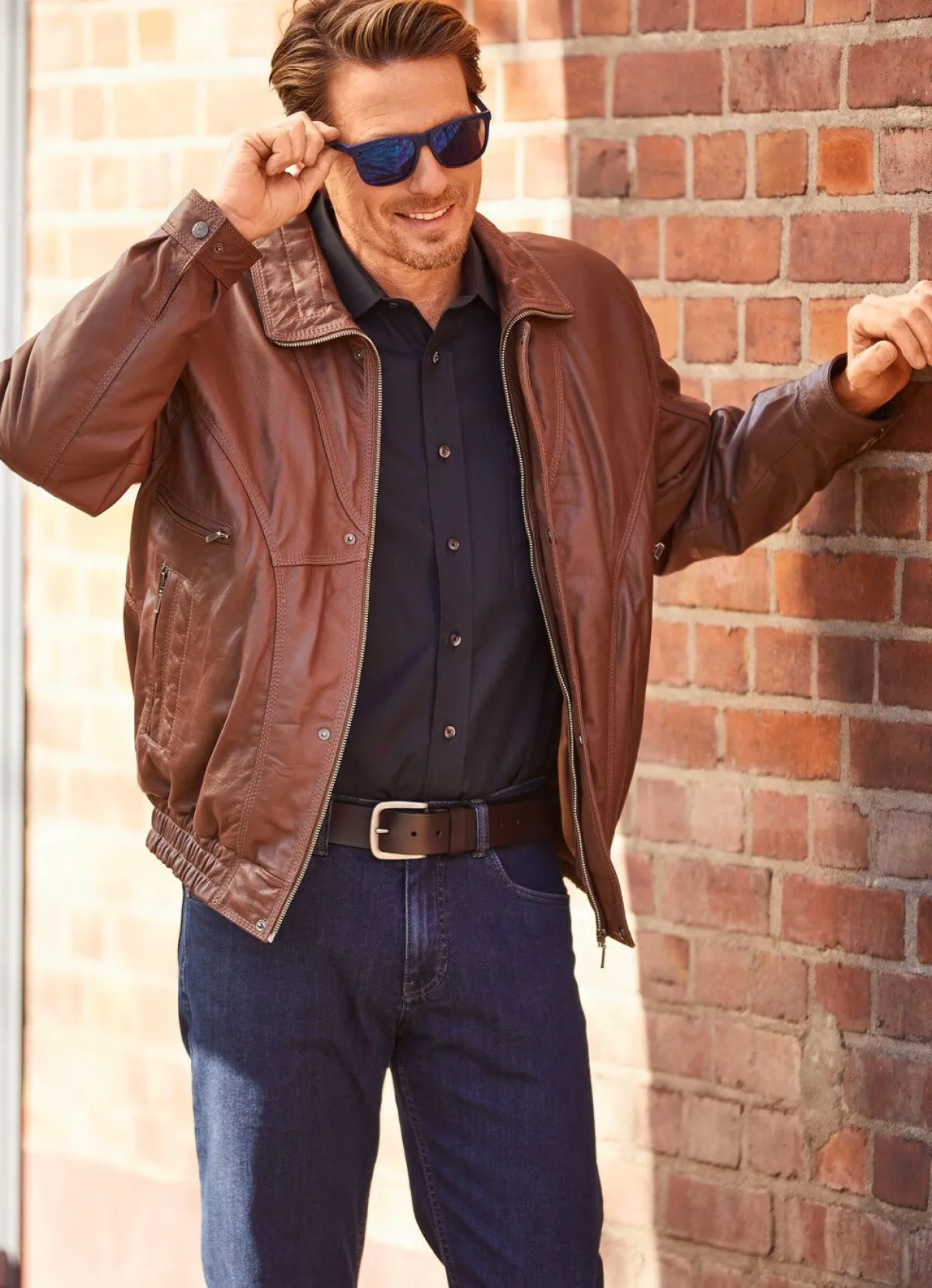 Online BADER Lederblouson in 3 Farben COGNAC