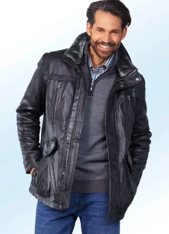 Best BADER Lederjacke mit Doppeltaschen SCHWARZ