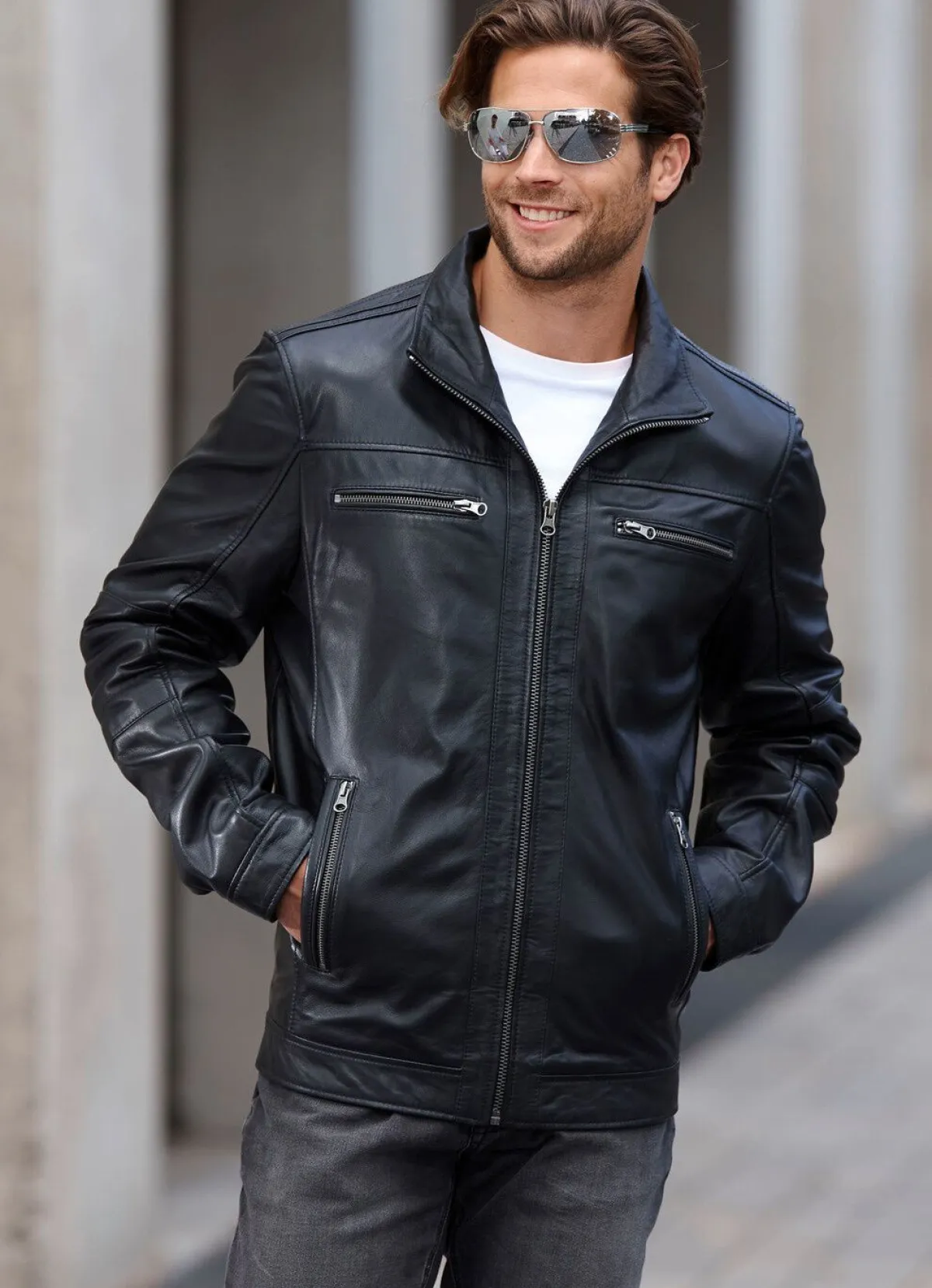 Best BADER Lederkurzjacke mit Innentaschen SCHWARZ