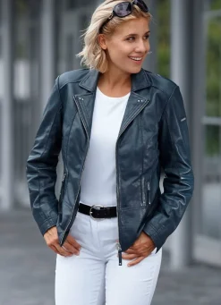 Sale CABRINI Lederkurzjacke von „“ DUNKELBLAU