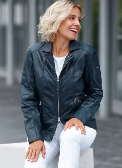 Sale CABRINI Lederkurzjacke von „“ DUNKELBLAU