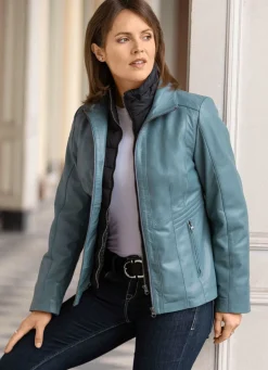 Hot Caminari Lederkurzjacke von „“ TAUBENBLAU