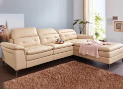 Sale BADER Leder-Polsterecke mit Relax-Funktion BEIGE