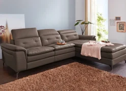 Discount BADER Leder-Polsterecke mit Relax-Funktion BRAUN