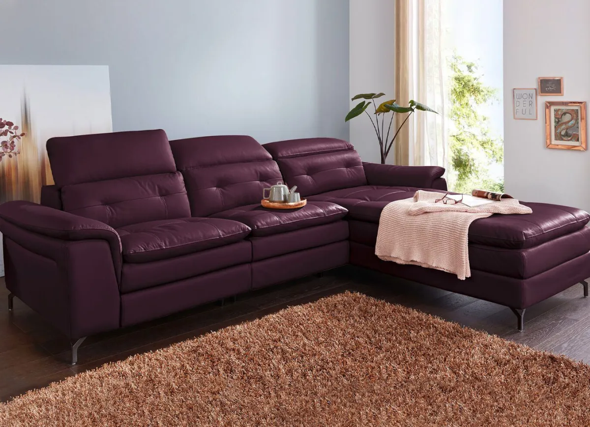 Discount BADER Leder-Polsterecke mit Relax-Funktion BORDEAUX