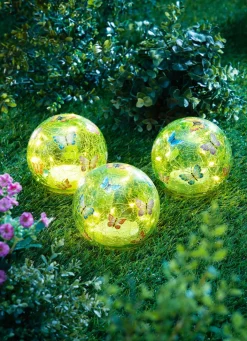 Discount BADER LED-Glaskugeln "Schmetterling", 3er-Set BUNT