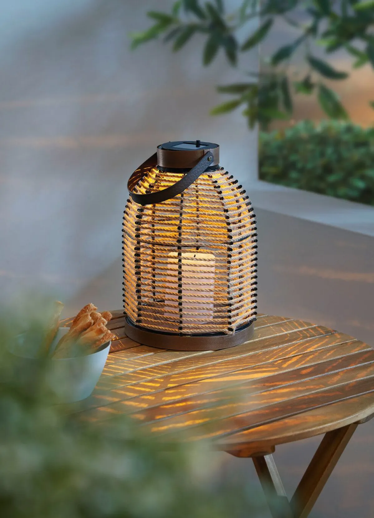 Outlet BADER LED-Solar-Korbleuchte NATUR