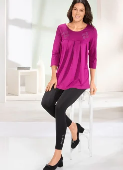 Sale KLAUS MODELLE MADE IN GERMANY Leggings mit edel glänzendem Ziermotiv SCHWARZ