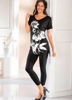 Sale KLAUS MODELLE MADE IN GERMANY Leggings mit effektvollen Metallplättchen SCHWARZ