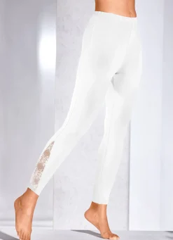 Hot LAURINA Leggings mit Spitzeneinsatz WEISS