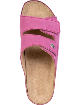 Discount BADER Leichte Damen-Pantoletten, Weite G, mit Klettverschluss PINK
