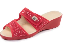 Best BADER Leichte, Damen-Pantoletten, mit Klettverschluss ROT