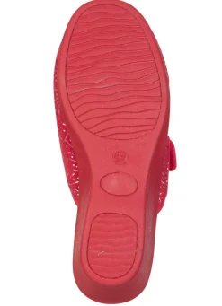 Best BADER Leichte, Damen-Pantoletten, mit Klettverschluss ROT