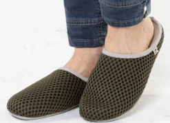 BADER Leichte Herren-Hausschuhe, mit herausnehmbarem Fußbett KHAKI