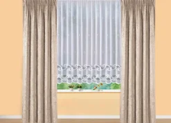 Discount BADER Leichter Blumenfenster-Store mit Automatikfaltenband WEISS