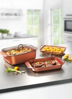 New LIVINGTON Copperline WonderCooker inkl. Glasdeckel BRAUN-KUPFER