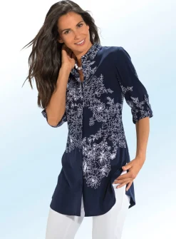 Clearance BADER Longbluse mit Floraldessin MARINE-ECRU