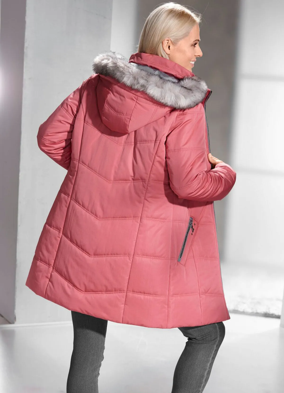 Discount BADER Longjacke mit abnehmbarem Kunstpelz-Besatz HUMMER