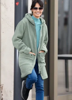 Online BADER Longjacke mit angeschnittener Kapuze JADEGRÜN