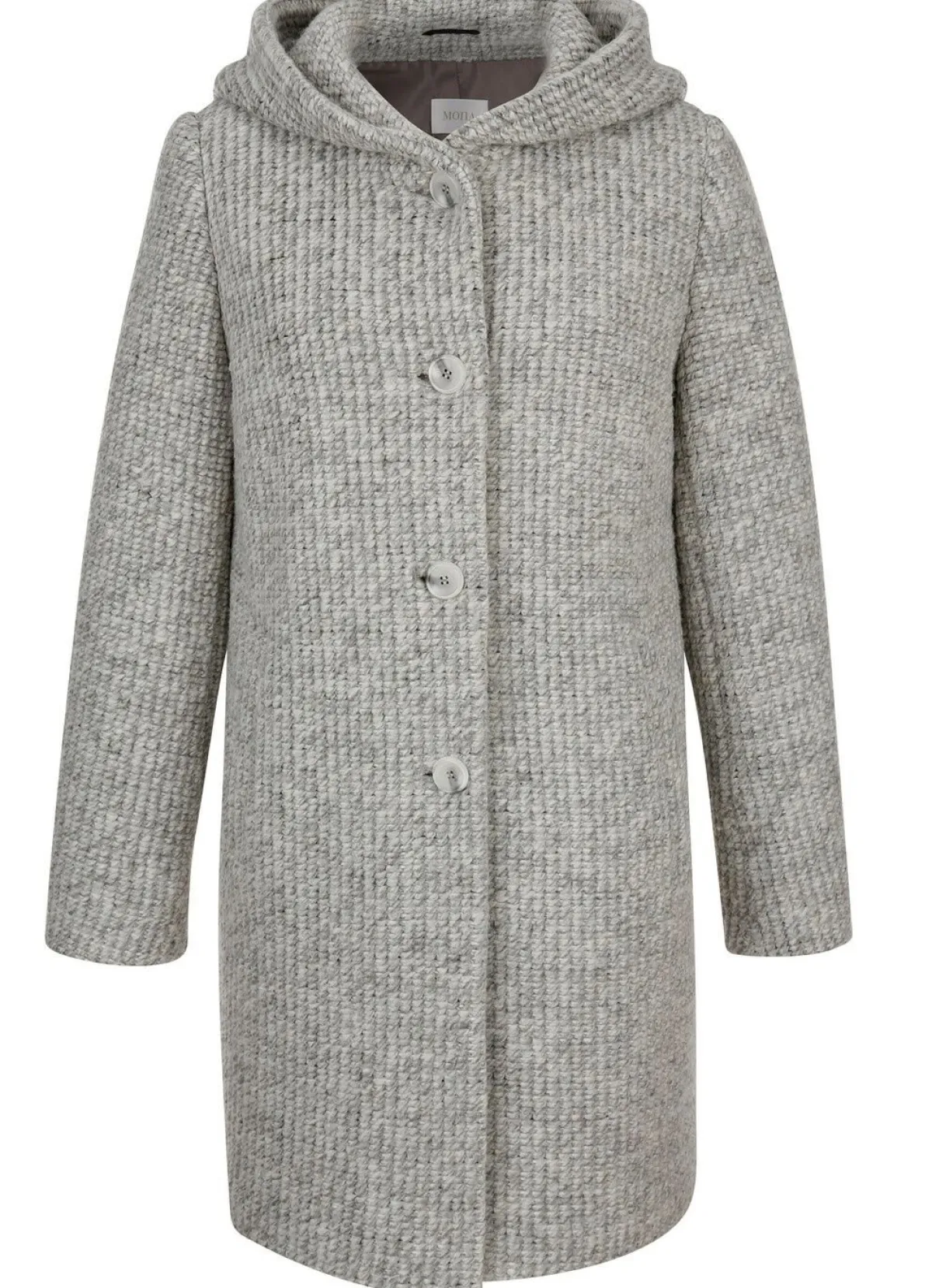 Hot BADER Longjacke mit fester Kapuze HELLGRAU-ECRU
