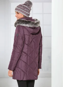 Outlet BADER Longjacke mit gefälteltem Stehkragen AUBERGINE