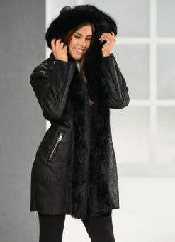 Hot BADER Longjacke mit Kroko-Dessin SCHWARZ
