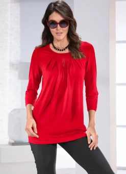 Sale BADER Longshirt mit dezenter Faltenlegung in 2 Farben ROT