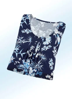 Online BADER Longshirt mit dezenter Fältelung in 4 Farben MARINE-ECRU