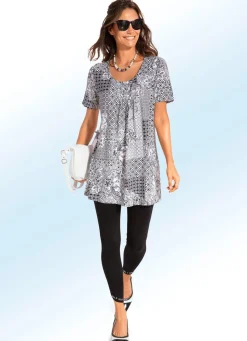 Best BADER Longshirt mit Faltenlegung in 3 Farben SCHWARZ-WEISS