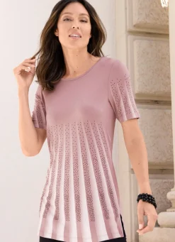 Outlet BADER Longshirt mit Plissee-Optik ROSENHOLZ-WEISS