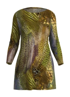 Hot KLAUS MODELLE MADE IN GERMANY Longshirt mit U-Boot-Ausschnitt GRÜN-PISTAZIE-BLAU