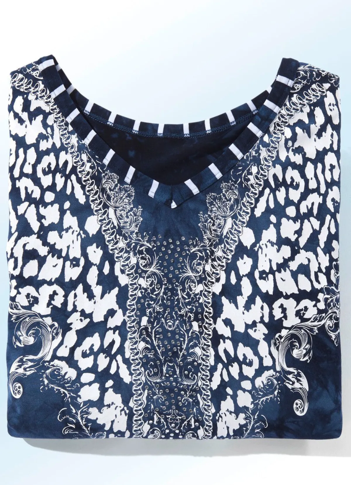 Hot BADER Longshirt mit V-Ausschnitt in 2 Farben MARINE BATIK