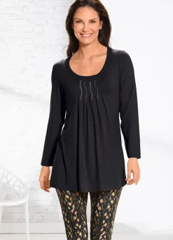 Sale BADER Longshirt mit Plättchenzier in 2 Farben SCHWARZ