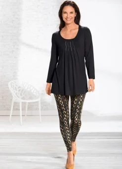 Sale BADER Longshirt mit Plättchenzier in 2 Farben SCHWARZ