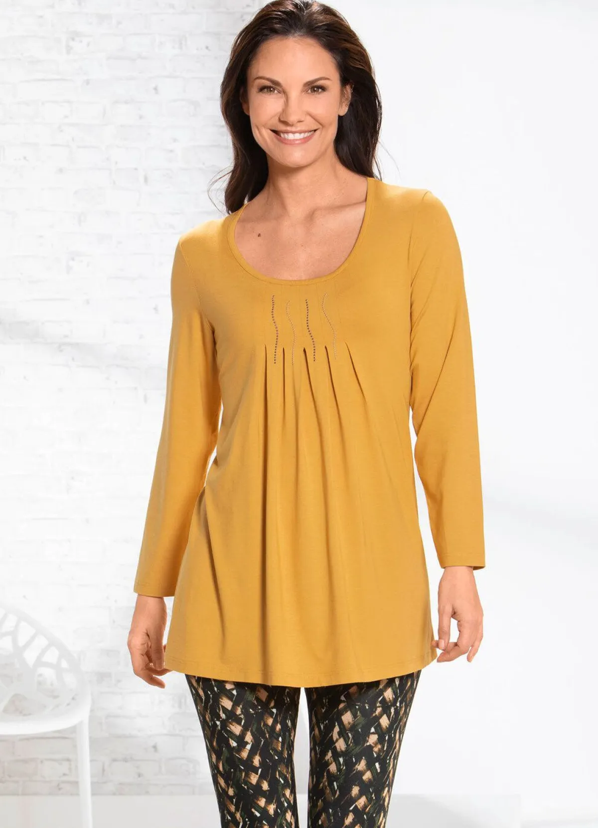 Best BADER Longshirt mit Plättchenzier in 2 Farben HONIG