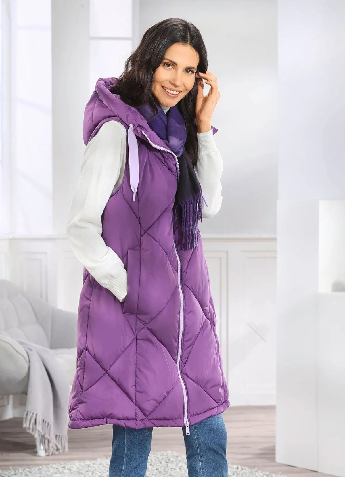 Sale BADER Longweste mit fester Kapuze AMETHYST