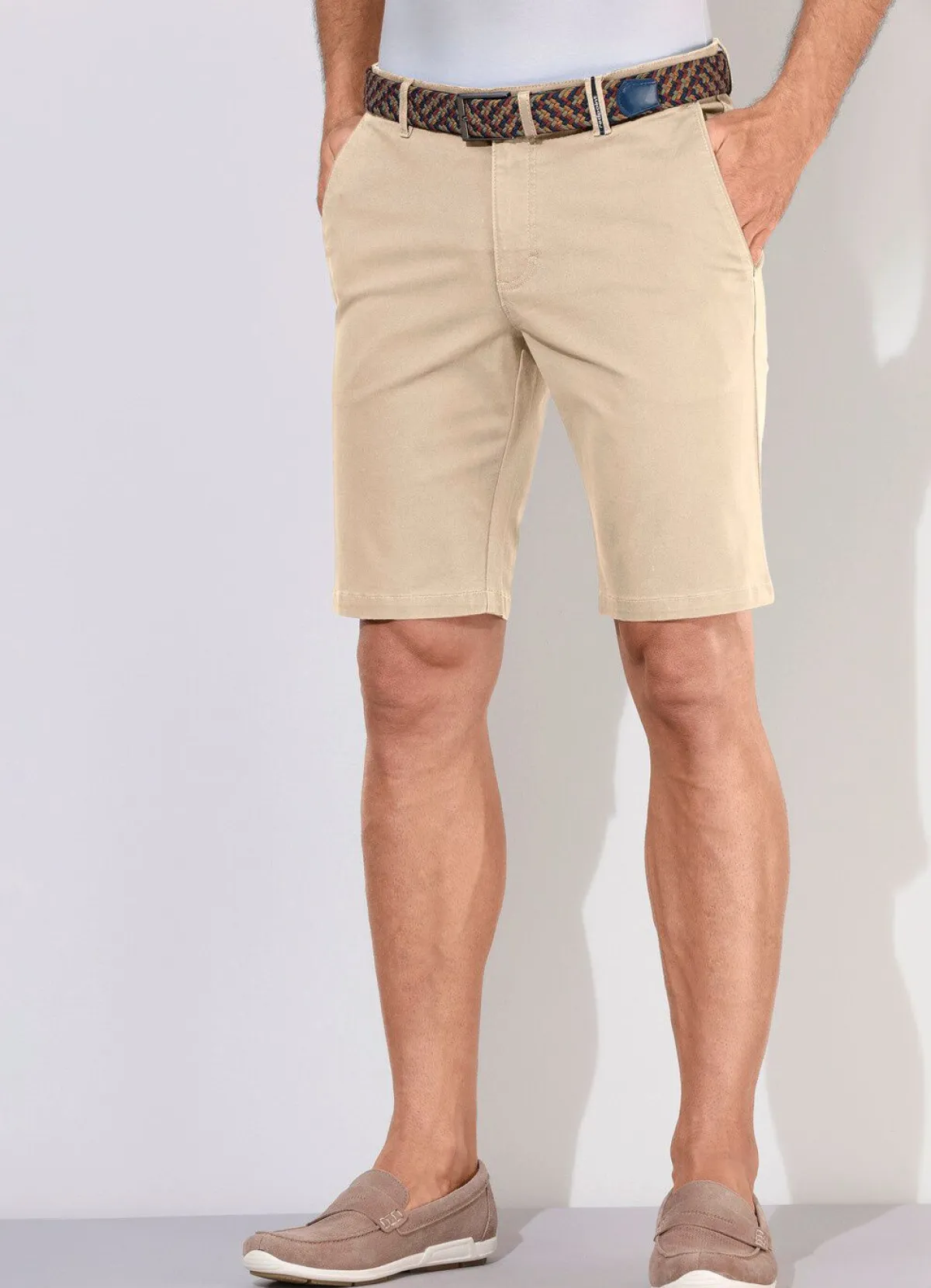 New REDPOINT Lässige ""-Bermudas mit Stoffgürtel in 3 Farben HELLBEIGE