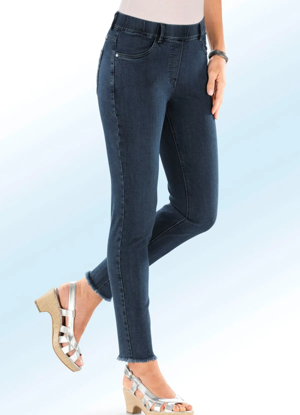 Sale ASCARI Magic-Jeans mit angesagtem Fransensaum DUNKELBLAU