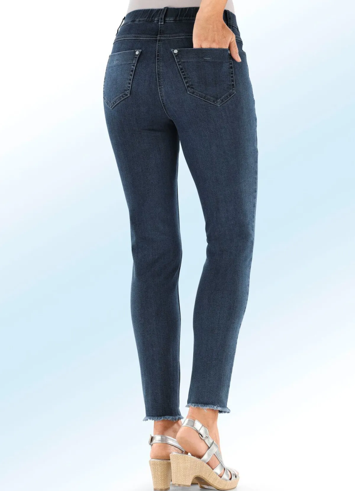 Sale ASCARI Magic-Jeans mit angesagtem Fransensaum DUNKELBLAU