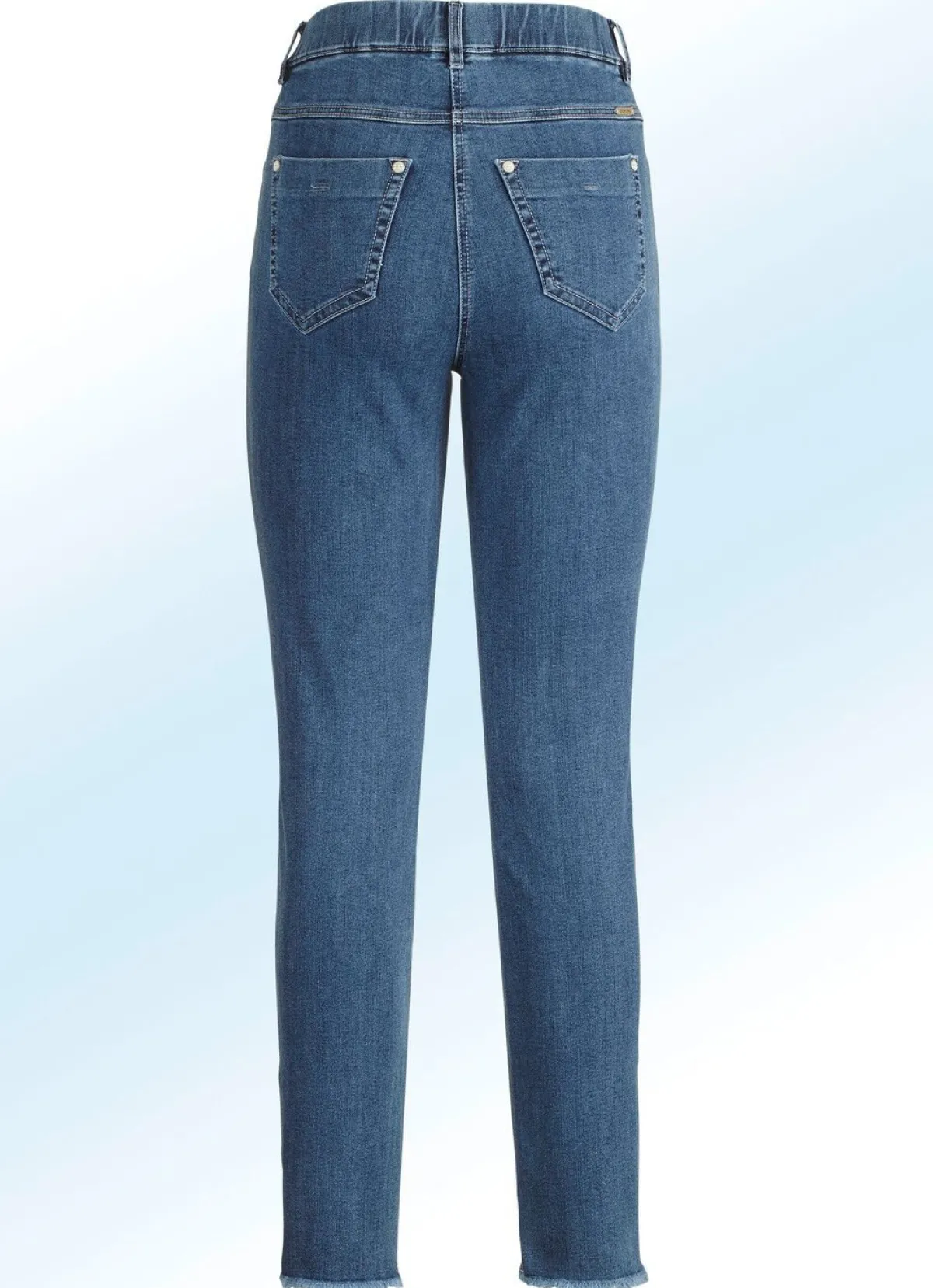 Clearance ASCARI Magic-Jeans mit angesagtem Fransensaum JEANSBLAU