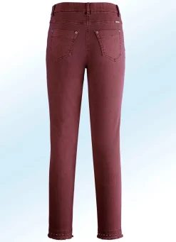BADER Magic-Jeans mit toller Nietenzier sowie angesagtem Fransensaum BROMBEER