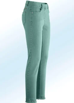 BADER Magic-Jeans mit toller Nietenzier sowie angesagtem Fransensaum JADEGRÜN