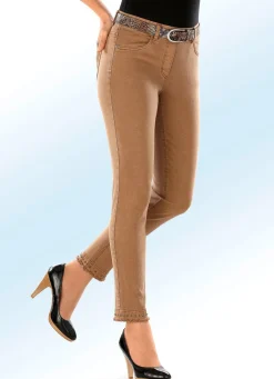 Clearance BADER Magic-Jeans mit toller Nietenzier sowie angesagtem Fransensaum COGNAC