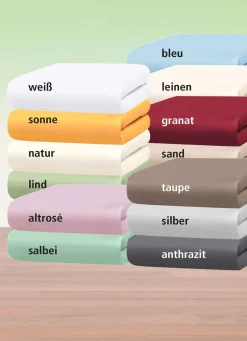 Outlet BADER Mako-Feinjersey-Spannbetttücher und Kissenbezüge aus 100% Baumwolle LIND