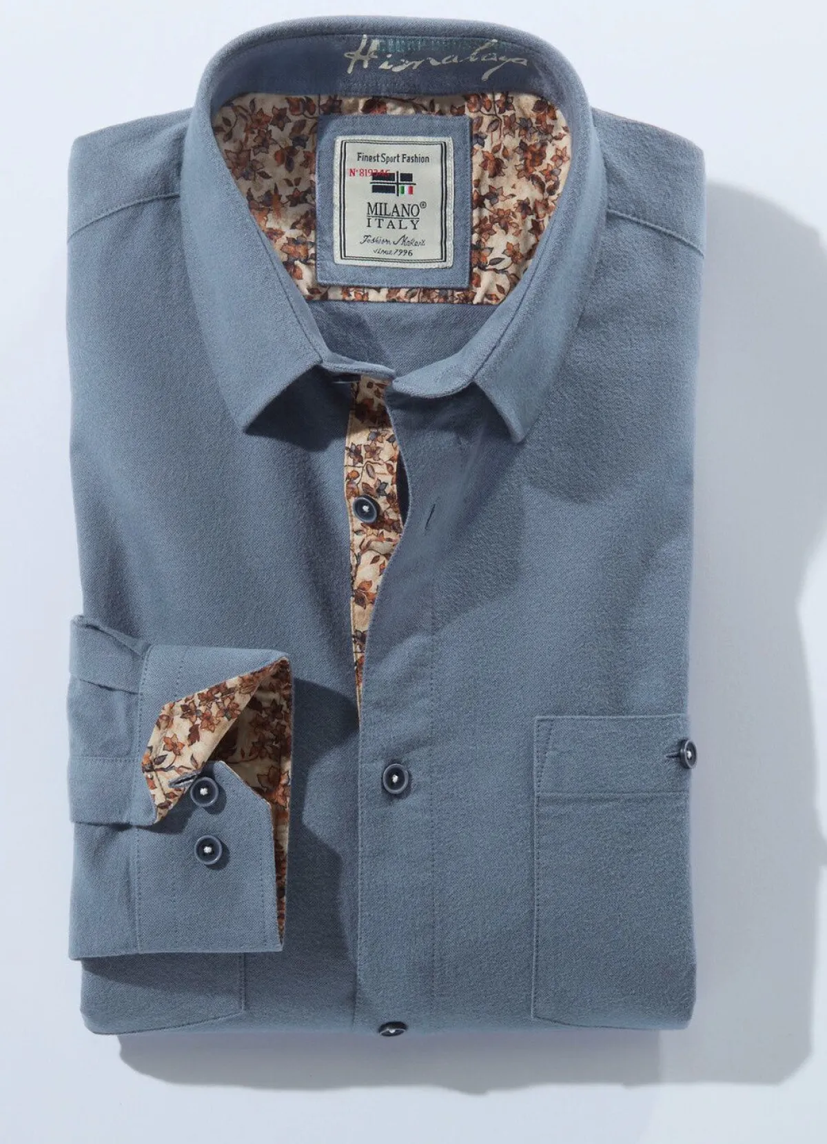 Hot BADER Markantes "Milano Italy"-Hemd in 3 Farben STAHLBLAU