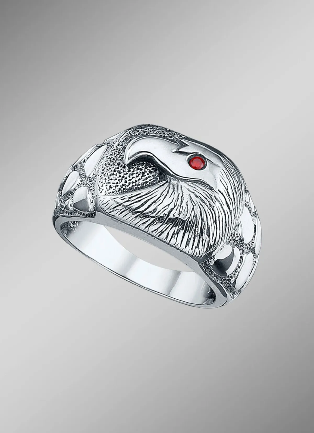 Discount BADER Massiver Herrenring mit Adler und echt Granat