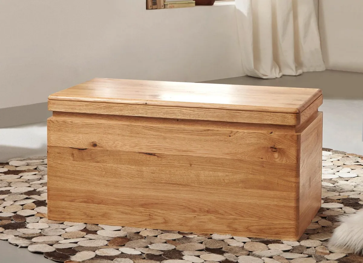 Outlet BADER Massivholz Truhe mit gerundeten Ecken und Kanten WILDEICHE