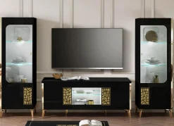 Discount BADER Möbelprogramm mit LED-Beleuchtung SCHWARZ-GOLD