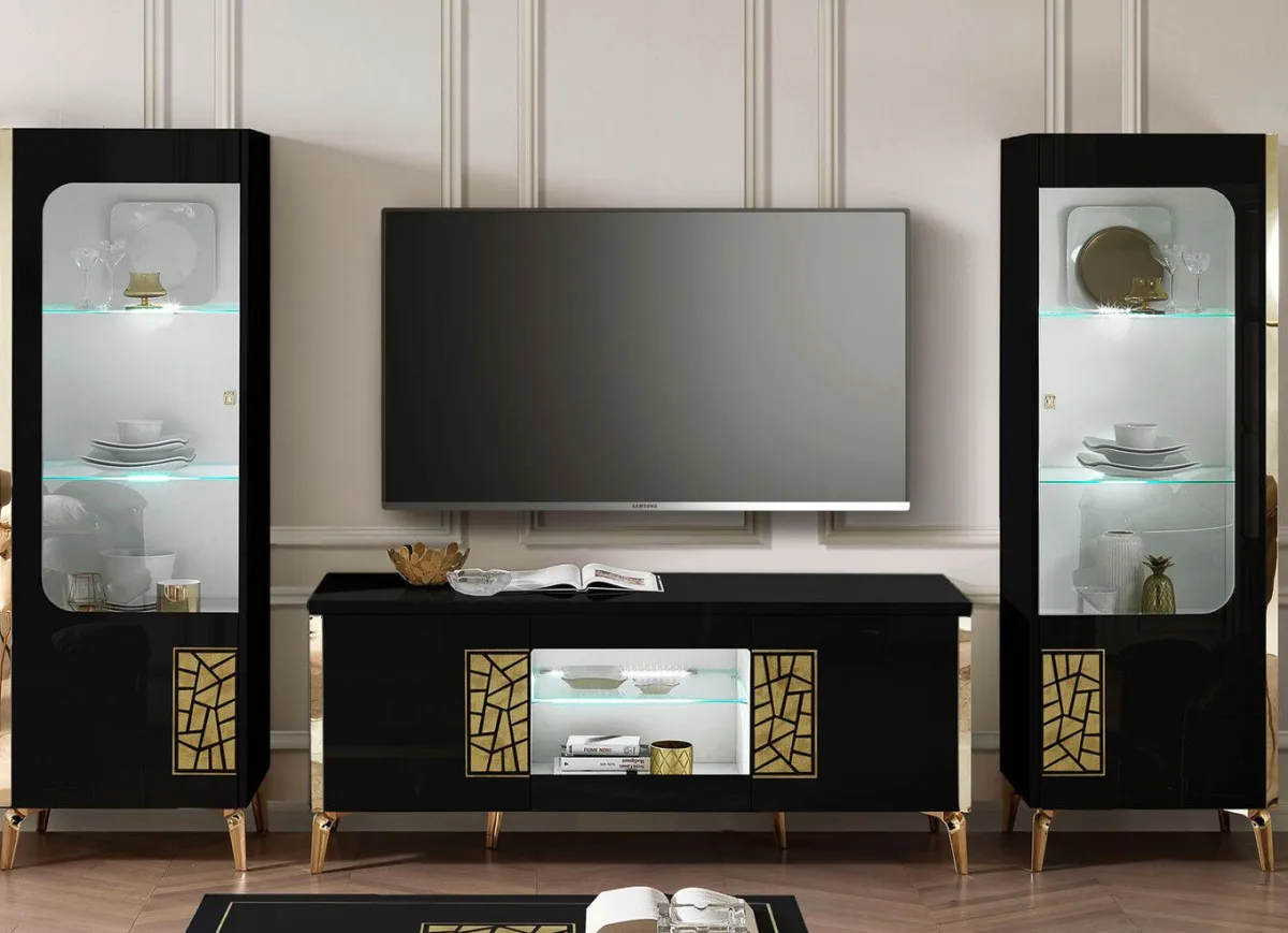 Discount BADER Möbelprogramm mit LED-Beleuchtung SCHWARZ-GOLD